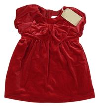 Nové - Červené sametové šaty s mašlí