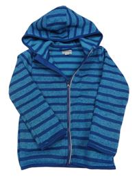 Modro-tmavmodrá pruhovaná pletená propínací mikina s kapucí Impidimpi