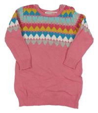 Růžovo-barevné vzorované pletené šaty Minoti