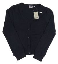 Nové - Tmavomodrý propínací svetr 