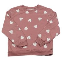 Starorůžová mikina se srdíčky H&M