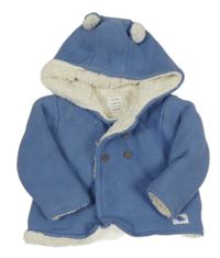 Modrý pletený zateplený kabátek s kapucí John Lewis