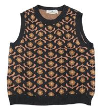 Černo-růžová vlněná vesta s kytičkami H&M