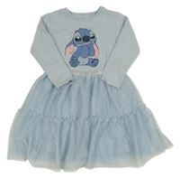 Světlemodré bavlnaněo/tylové šaty se Stitchem Disney