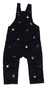 Tmavomodré laclové podšité manšestráky s obrázky M&S