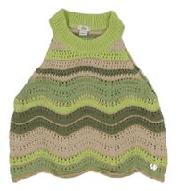 Zeleno-béžový pruhopvaný pletený top River Island