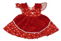 Červené sametovo/plátěné šaty se srdíčky 