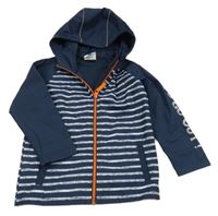 Tmavomodro-bílá pruhovaná softshellová bunda s kapucí Topomini