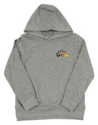 Šedá mikina s nápisem a kapucí 