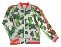 Bílo-zelená propínací mikina s listy H&M