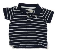 Tmavomodro-bílé pruhované polo tričko s výšivkou H&M
