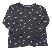 Tmavošedé pyžamové triko s planetami H&M