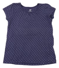 Tmavomodré tričko s puntíky H&M