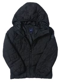 Černá šusťáková prošívaná lehká zateplená bunda s kapucí GAP