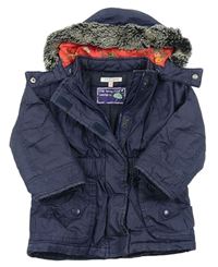 Tmavomodrá šusťáková zimní bunda s odepínací kapucí M&S