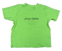 Zelené žebrované tričko s nápisem River Island 