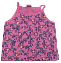 Růžový crop top s palmami Girl2Girl