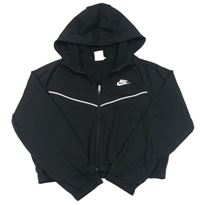 Černá propínací sportovní crop mikina s logem a kapucí Nike