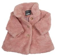 Světlerůžový huňatý podšitý kabát Primark