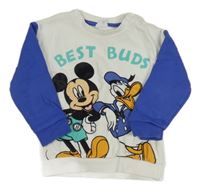 Bílo-modrá mikina s Mickeym a Donaldem Disney