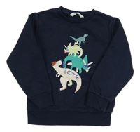 Tmavomodrá mikina s dinosaury M&S