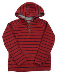 Červeno-tmavomodrá pruhovaná fleecová mikina s kapucí John Lewis