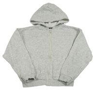 Šedá melírovaná propínací mikina s kapucí George 