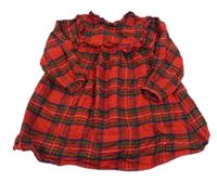 Červeno-barevné plátěné šaty s volánky Next