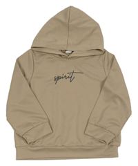 Béžová mikina s nápisem a kapucí Shein