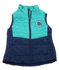 Zeleno-tmavomodrá funkční šusťáková prošívaná zateplená jezdecká vesta Crane