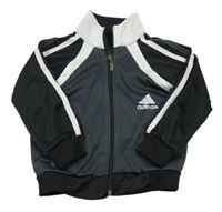 Šedo-bílo-černá propínací sportovní mikina s logem 