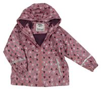 Růžová nepromokavá jarní bunda se srdíčky a kapucí Lupilu
