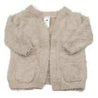 Světlerůžový chlupatý svetrový třpytivý cardigan C&A