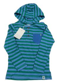 Nové - Modro-zelené pruhované triko s kapucí Leigh Tucker 