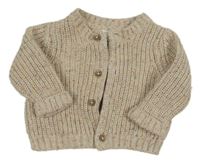 Béžovo-barevný žebrovaný propínací svetr Next