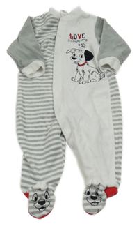 Bílo - šedý sametový overal s Dalmatinem