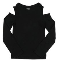 Černé žebrované triko s volnými rameny Next