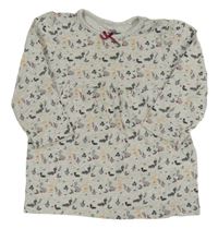 Šedá kytičkovaná tunika se zvířátky Topomini 