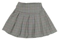 Černo-bílo-růžová kostkovaná skládaná sukně Shein