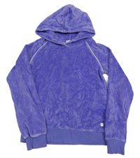 Fialová sametová mikina s proužky a kapucí Tom Tailor