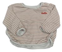 Starorůžovo-bílá pruhovaná oversize mikina s nápisem M&S