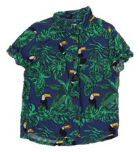 Tmavomodrá košile s tukany a listy Matalan