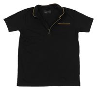 Černé polo tričko s proužky Next