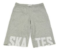 Šedé melírované teplákové kraťasy s nápisem H&M