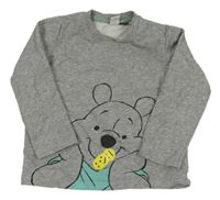 Šedá melírovaná mikina s medvídkem Pú Disney