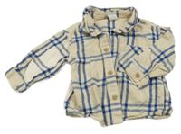 Béžovo-modrá kostkovaná flanelová košile H&M