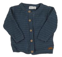 Tmavomodrošedý vzorovaný propínací svetr Name it