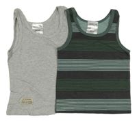 2x Šedý + khaki pruhovaný nátělník Alive 