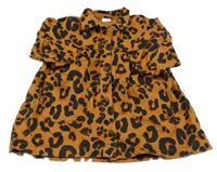 Béžovo-černo-oranžové vzorované riflové propínací šaty Next