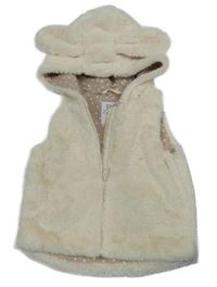 Béžová kožešinová podšitá vesta s kapucí F&F